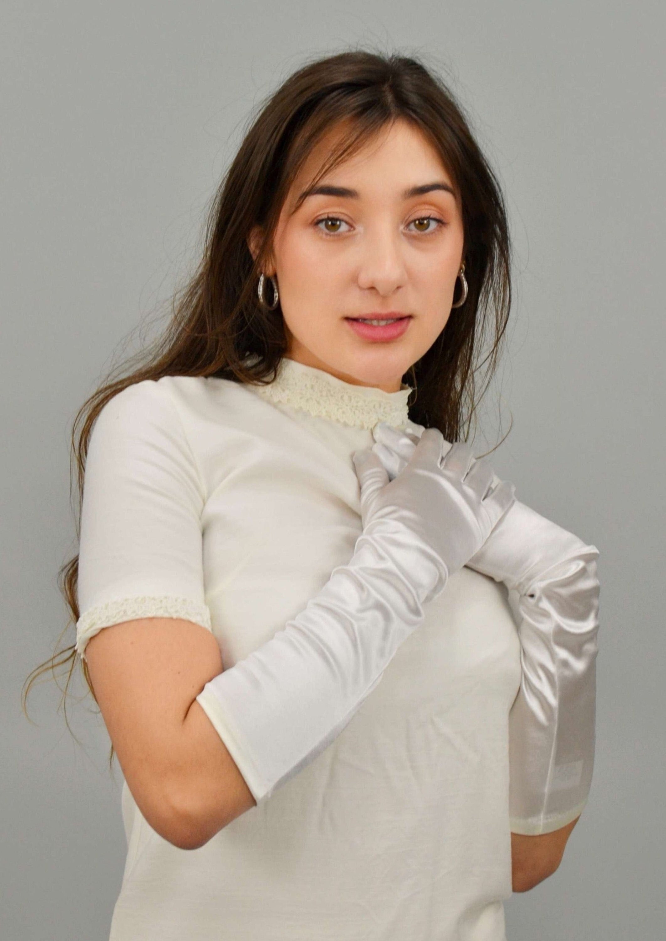 Stilvolle Satin-Operahandschuhe Bis Zum Ellenbogen – Perfekt Für Gatsby-Partys, Abendveranstaltungen & Vintage-Looks
