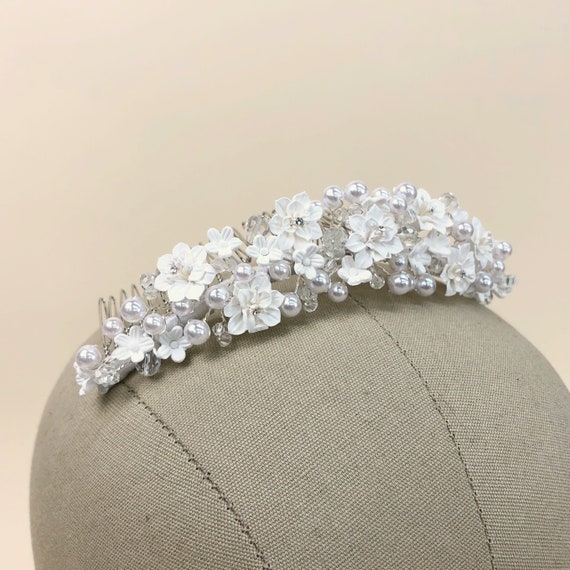 Vintage 1960s Deadstock Floral Bridal Comb, Vinta… - image 1