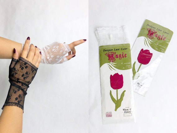 Vintage 1980s Deadstock Fingerless Lace Gloves, 80