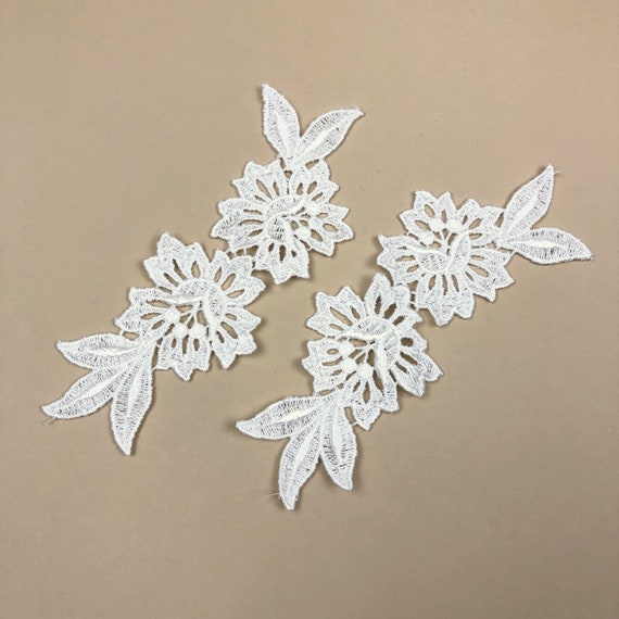 1pc Solid Color Square Shape Lace Flower Embroidery Faux Pearl