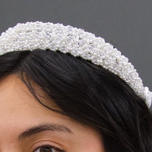 Vintage 1980s Deadstock Wedding Bridal Crown, Vintage Wedding Crown Tiara, Vintage Beaded Wedding Crown, 80s Bridal Hairpiece image 9