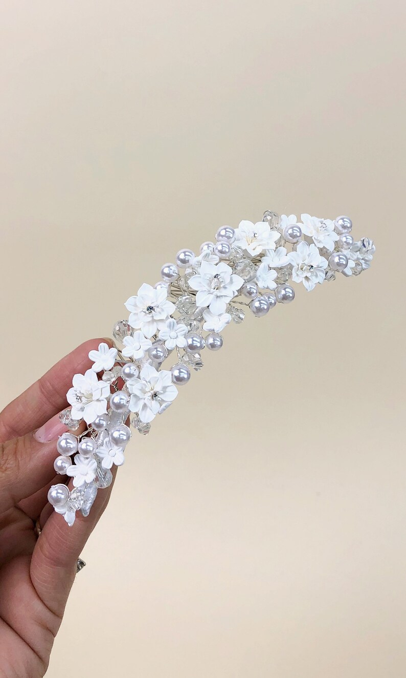 Vintage 1960s Deadstock Floral Bridal Comb, Vintage Polymer Flowers, 60s Bridal Comb, Vintage Romanticism, 60s Floral Bridal Accessories image 6