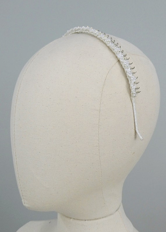 Noémie Headband, Vintage 1990's Faux Pearl and Rh… - image 2