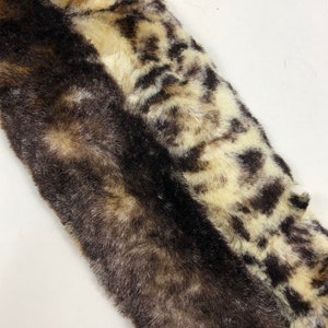 1.5&quot; Leopard or Chamois Print Faux Fur Trim, Trim by The Yard, Animal Faux Fur Trim, Comes In Both Light or Dark Color, Sewing DIY, Crafting