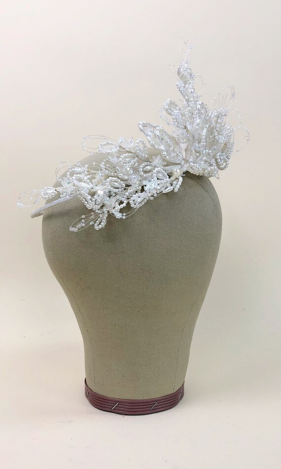 Vintage 1980s Iridescent Beaded Sequin Bridal Cro… - image 5