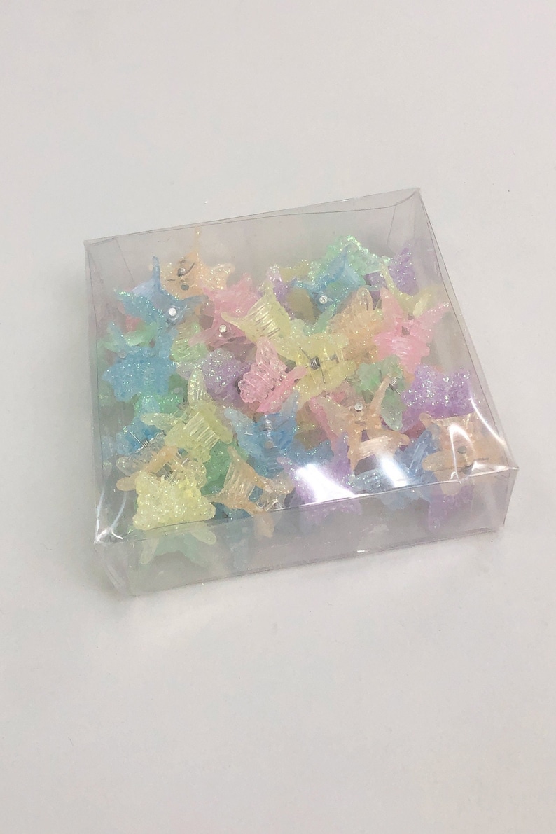 90s/Y2K Rainbow Glitter Butterfly Hair Clips, Deadstock Hair Clips, Original Box, 48 Count image 3