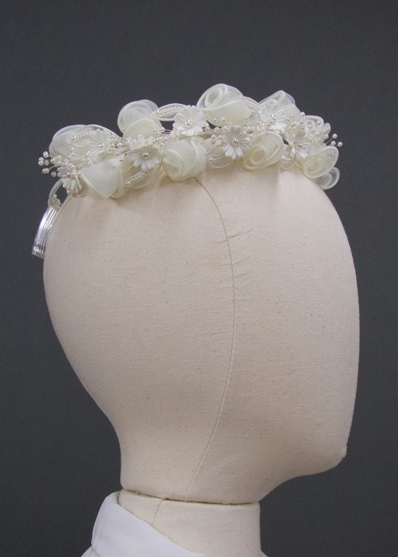 Darlin' Rosette & Daisies Bridal Halo, Vintage De… - image 8