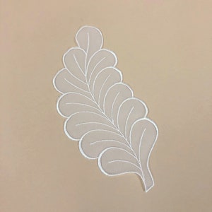Weiße oder zarte Elfenbein schiere Nylon Blatt Applikation, Vintage Applikation, schiere Maschen gestickte Applikation, nähen DIY
