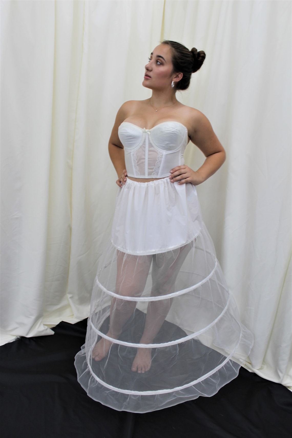 4 Bone Hoop Skirt Sexy Nylon Sheer Crinoline Floor Length Etsy