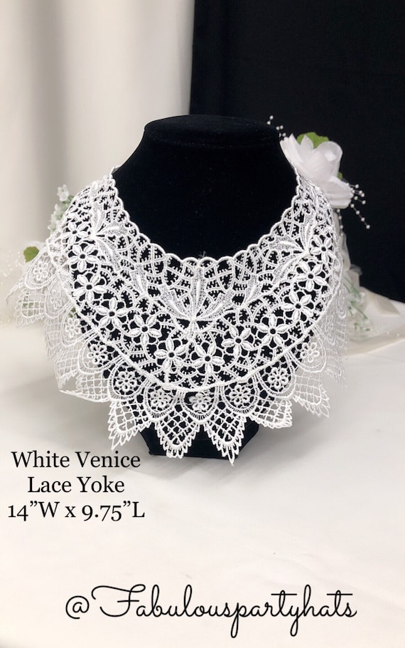 Lot of 10 White Floral Venise Venice V-neck Applique Neckline Collar USA Shipper