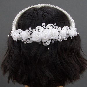 Vintage 1980s Deadstock Wedding Bridal Crown, Vintage Wedding Crown Tiara, Vintage Beaded Wedding Crown, 80s Bridal Hairpiece image 8
