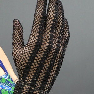 Sabrina Gloves, Vintage 1980's Black Crochet Gloves, 100% Cotton Vintage Gloves, Tea Party Gloves, Gothic Gloves, Vintage Deadstock Gloves image 9