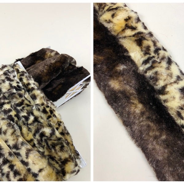 1.5" Leopard or Chamois Print Faux Fur Trim, Trim by The Yard, Animal Faux Fur Trim, Comes In Both Light or Dark Color, Sewing DIY, Crafting