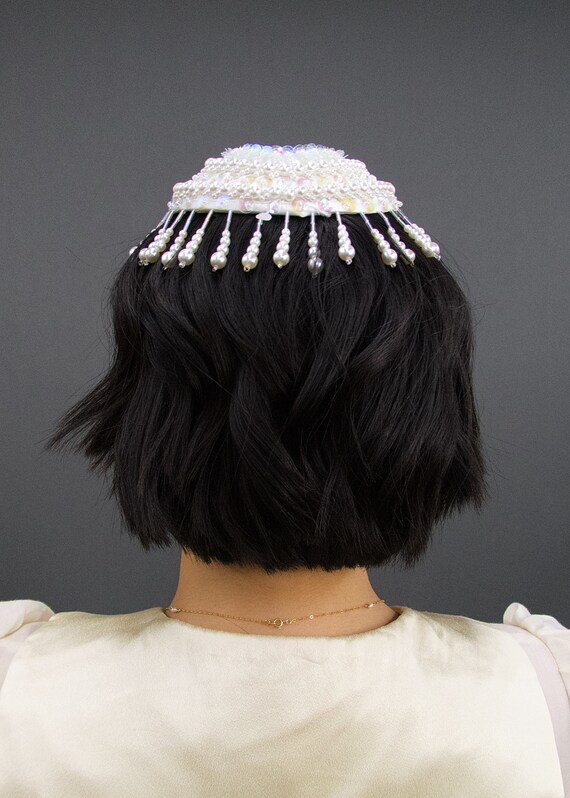 The Brooks Flapper Style Bridal Cap, Vintage Dead… - image 5