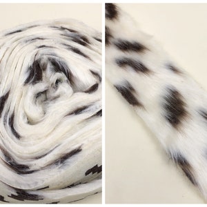 4 Wide Cow Faux Fur Trim, Brown & White Spotted Cow Print Faux Fur, Sold By The Yard, Great For Costumes, Sewing DIY, Deadstock Trim image 1