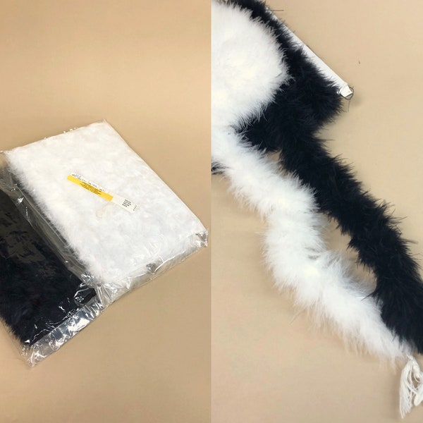 Vintage Deadstock Black or White Marabou Trim By The Yard, Soft Marabou Feather Trim, Vintage Deadstock Trim, 50s Style Trim, Made in Macau