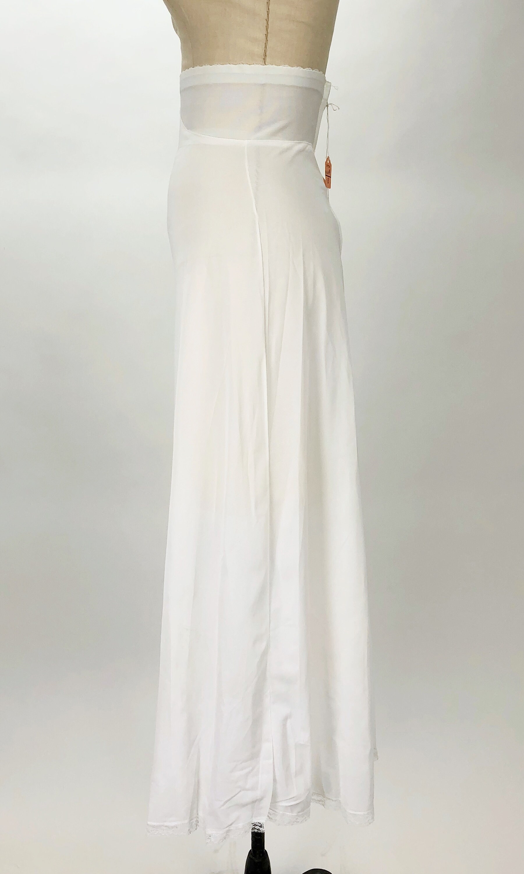 Vintage 1960's Bridal White A-line Skirt Slip, High Waisted Vintage 1960's Bridal White A-line Skirt Slip, High Waisted