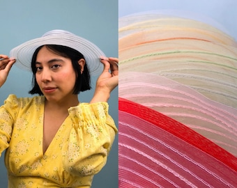 Vintage 1970s Sheer Straight Brim Sunhat with Middle Wire, Multiple Color Choices, 70s Vintage Sheer Hats, Costume Hats, 70s Adult Hats