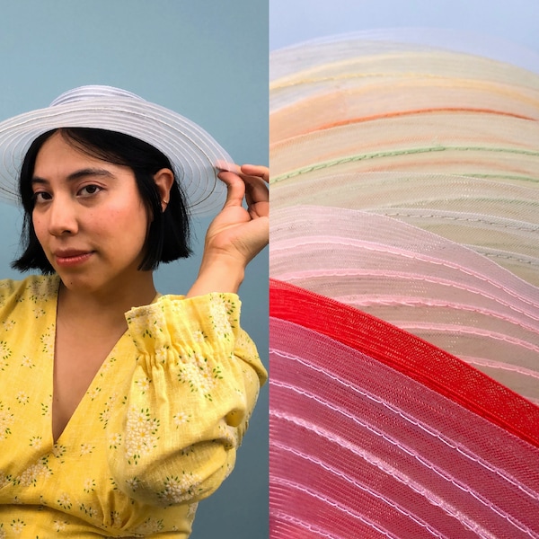 Vintage 1970s Sheer Straight Brim Sunhat with Middle Wire, Multiple Color Choices, 70s Vintage Sheer Hats, Costume Hats, 70s Adult Hats