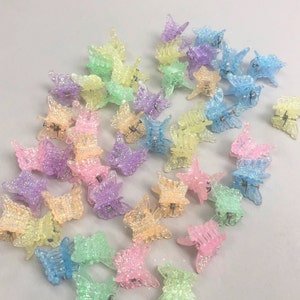 90s/Y2K Rainbow Glitter Butterfly Hair Clips, Deadstock Hair Clips, Original Box, 48 Count image 2