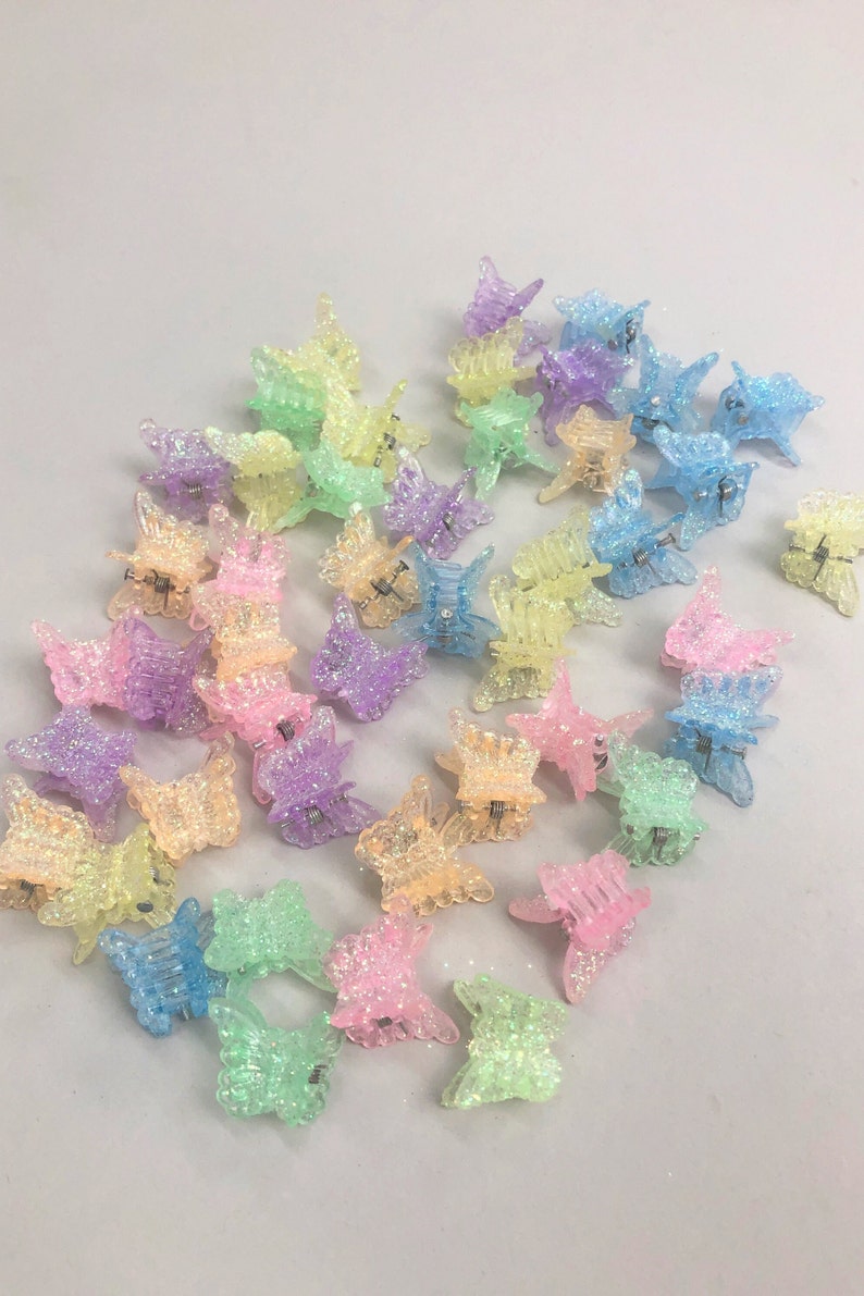 90s/Y2K Rainbow Glitter Butterfly Hair Clips, Deadstock Hair Clips, Original Box, 48 Count image 2