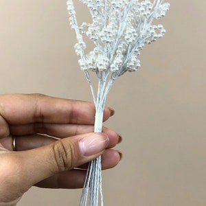 Vintage 12 Stem White Beaded Pearl Spray with Flower Motif, Bridal DIY, Wedding DIY Floral Bouquet Accents, Pearl Stem Sprays image 4