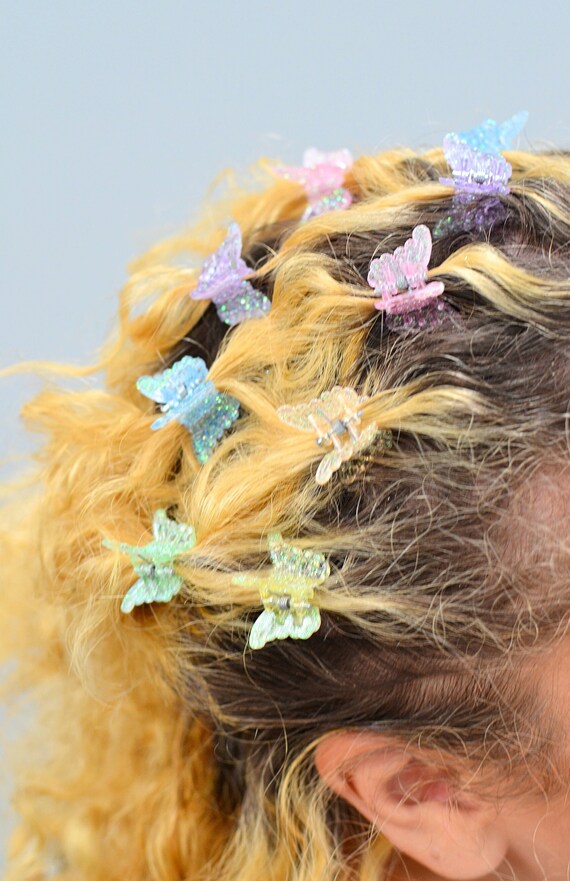 90s/Y2K Rainbow Glitter Butterfly Hair Clips, Deadsto… Gem