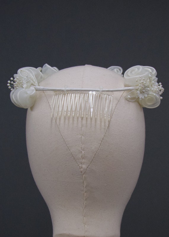 Darlin' Rosette & Daisies Bridal Halo, Vintage De… - image 10