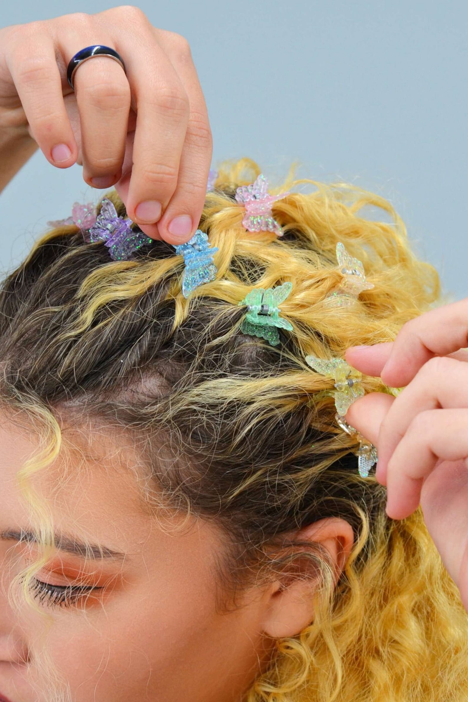 90s/y2k Rainbow Glitter Butterfly Hair Clips Deadstock Hair Etsy