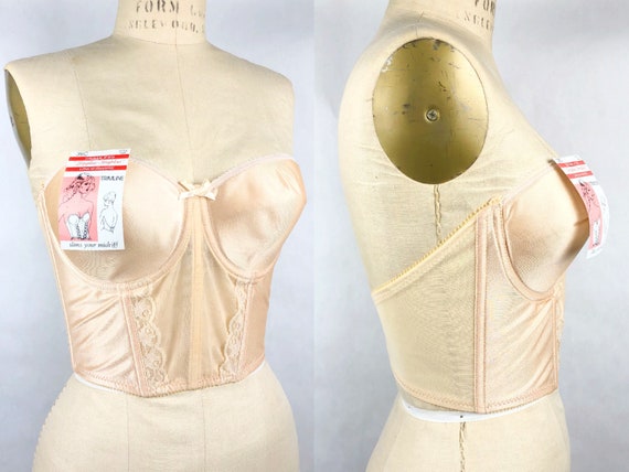 Vintage 1980s Deadstock Beige Nude Bustier, Vintag