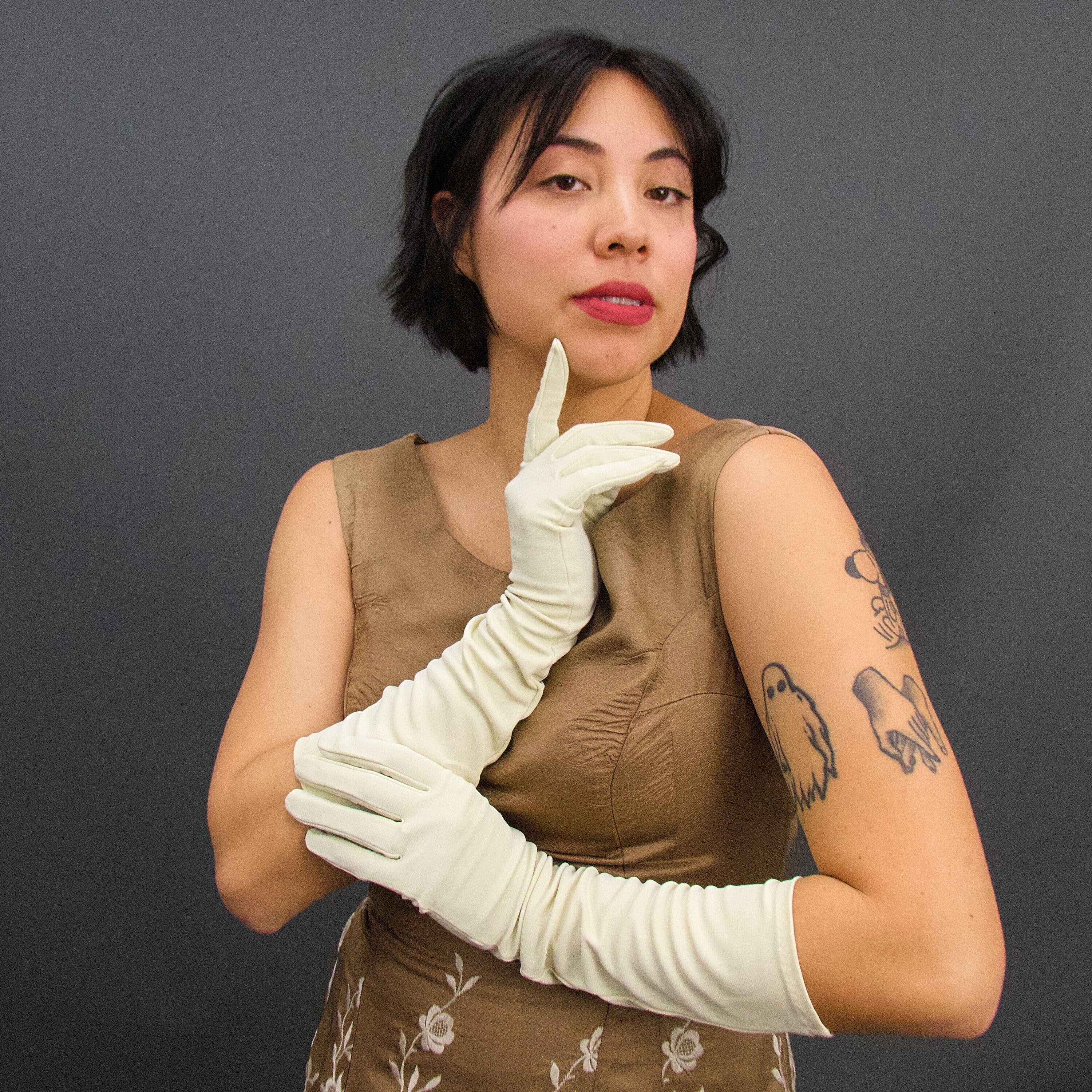 Gants En Coton Fins Pour Femme - Lavage Main, Sans Fermeture, Couleur 'Dents' (modèle Spécifique)