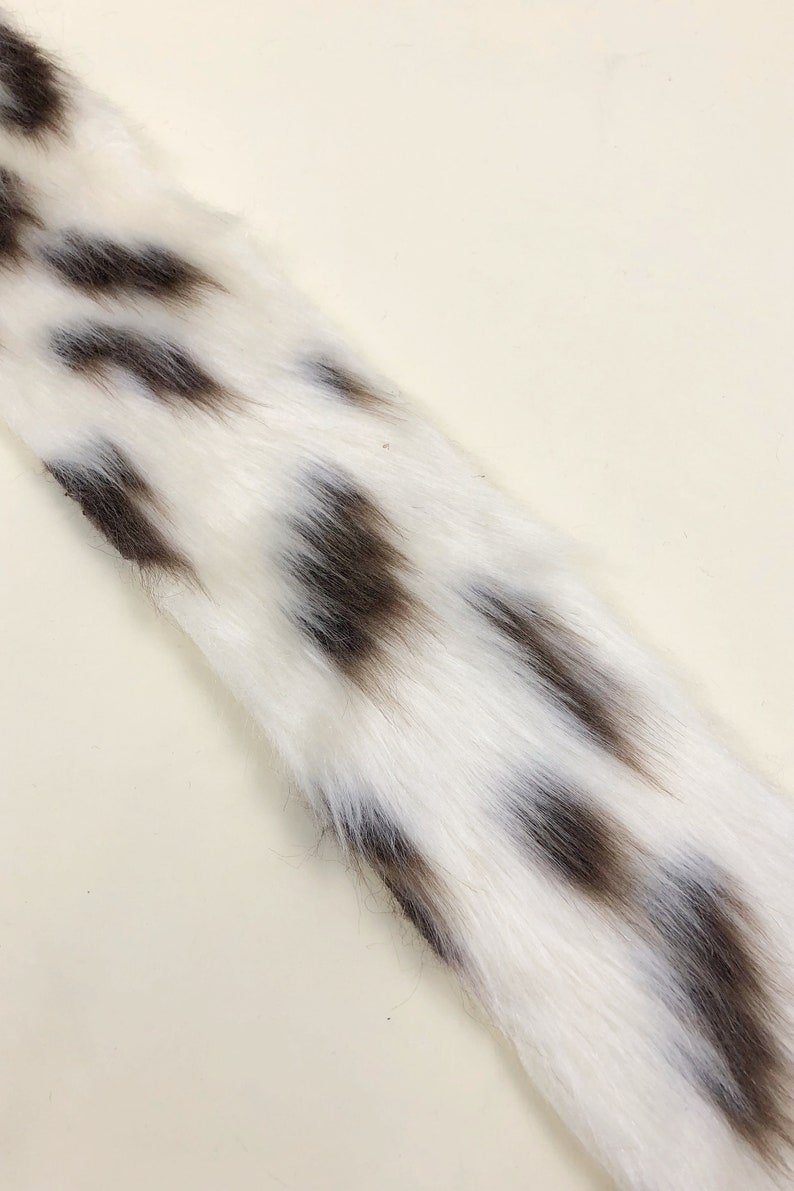 4 Wide Cow Faux Fur Trim, Brown & White Spotted Cow Print Faux Fur, Sold By The Yard, Great For Costumes, Sewing DIY, Deadstock Trim image 2