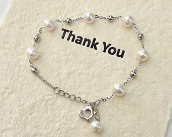 Pulseira minimalista de pérolas em ouro branco; Pulseira de pérolas de água doce; Pulseira de corrente de pérolas; Pulseira delicada; Pulseira clássica de pérolas; Presentes para ela