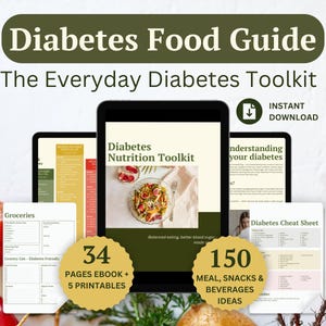 Food List for Diabetes Food Guide Blood Tracker Printable Glycemic Index Chart Instant Download Grocery List PDF Nutrition Planner