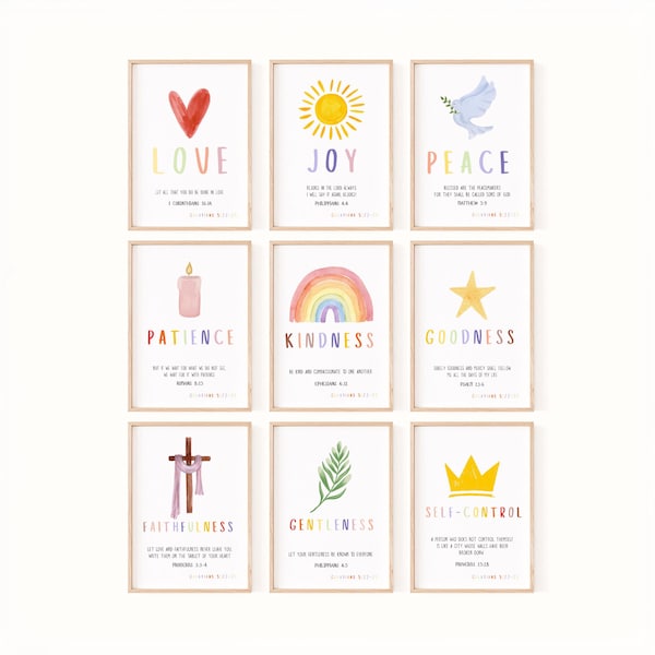 9 Fruit of the Spirit Gallery Wall Posters - Digital Download