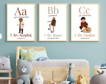 Christian Nursery Alphabet Print: Biblical Affirmations A-Z (Digital Download)