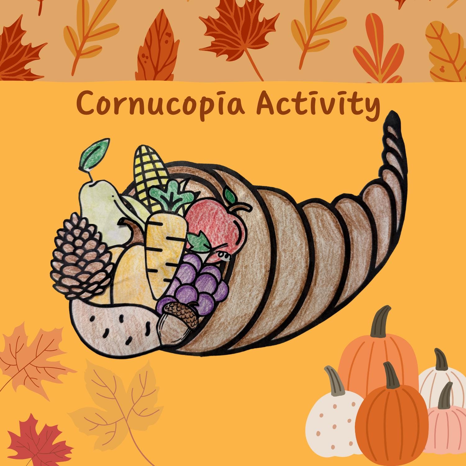 Build A Cornucopia Build a Cornucopia Thanksgiving Craft | Printable Fall Coloring ...