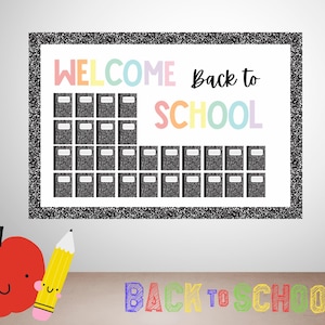 Welcome Back to School Bulletin Board | Editable Classroom Decor | Composition Notebook Theme | Printable Digital Download