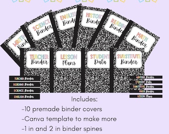 Editable Teacher Binder Covers and Spines: Canva Template (PDF Download