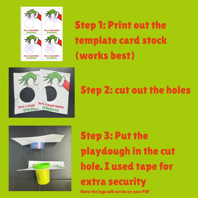 Grinch Inspired Playdough Gift Tags | Christmas Classroom Favor | Kids ...