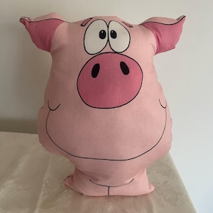 Handmade Funny Pink Pig Stuffed Soft Toy, Farm Animal Nursery Decor or Gift