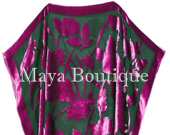 Caftan Dress Kimono Silk Burnout Velvet Pink Black Maya Matazaro