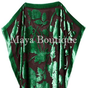 Kaftankleid Kimono Seide Burnout Samt Grün Schwarz Maya Matazaro