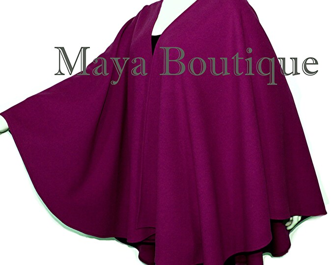 Magenta Cashmere Cape Ruana Wrap Coat by Maya Matazaro Made in USA