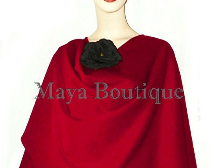Crimson Red Cashmere Cape Ruana Wrap Coat by Maya Matazaro Made in USA