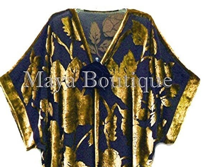 Antique Gold Silk Burnout Velvet Jacket Kimono Duster Copper No Fringe Maya Matazaro