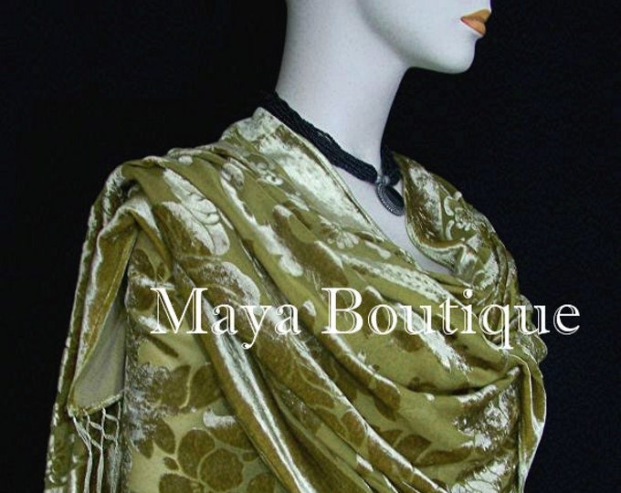 Antique Gold Shawl Wrap Scarf Silk Burnout Velvet Hand Dyed Maya Matazaro