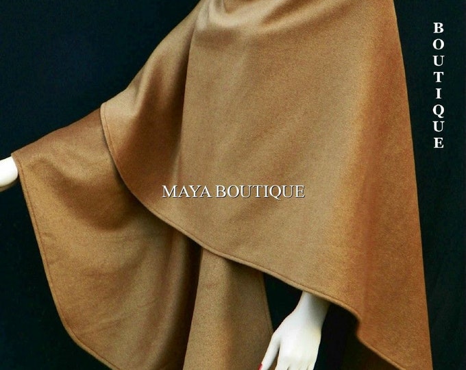 Cinnamon Cape Ruana Wrap Coat Wool Cashmere Mink Blend Maya Matazaro Made in USA