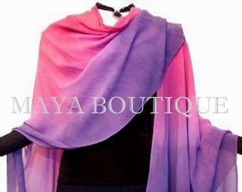 Stunning Silk Chiffon Wrap Cape Ruana Caftan Hand Dyed Maya Matazaro