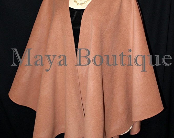 Desert Coral Cape Ruana Wrap Coat Cashmere Wool Blend Maya Matazaro Made in USA